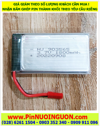 Pin máy bay -trực thăng mô hình Pin sạc 3.7v Lithium 903565 1800mAh (Dòng xả 25C) đã gắn mạch Sạc _Zắc cắm ĐỎ